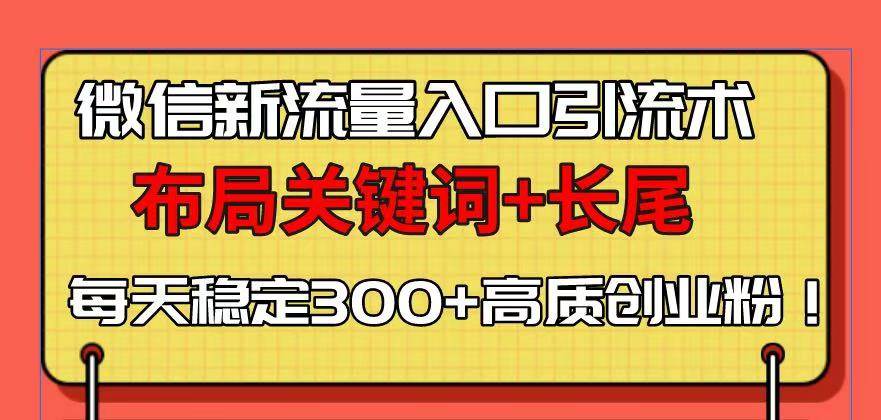 （13897期）微信新流量入口引流术，布局关键词+长尾，每天稳定300+高质创业粉！-柠檬网创